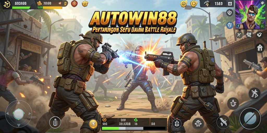 Screenshot AUTOWIN88 menampilkan momen intens pertempuran Battle Royale.