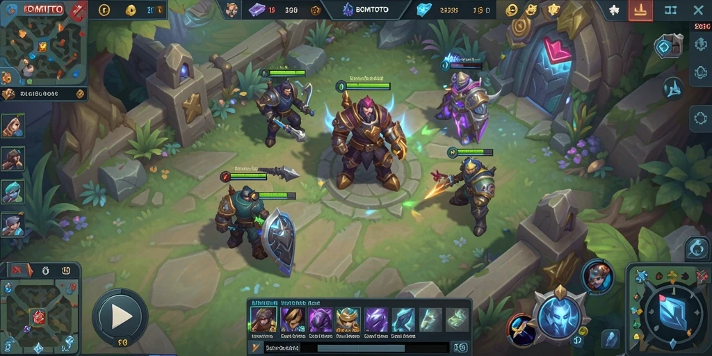 Screenshot utama menampilkan aksi intens gameplay MOBA BOMTOTO.