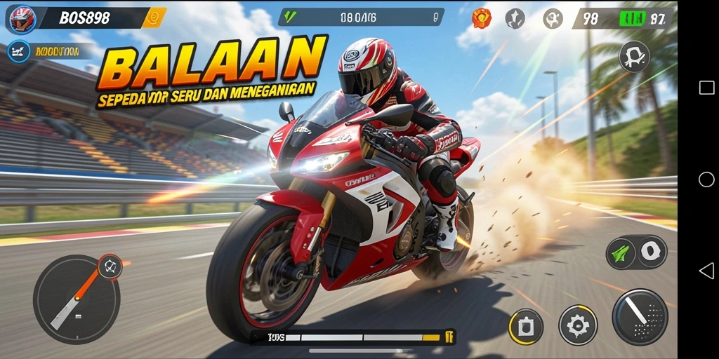 Gameplay seru dengan kecepatan tinggi dan trek balapan menantang.