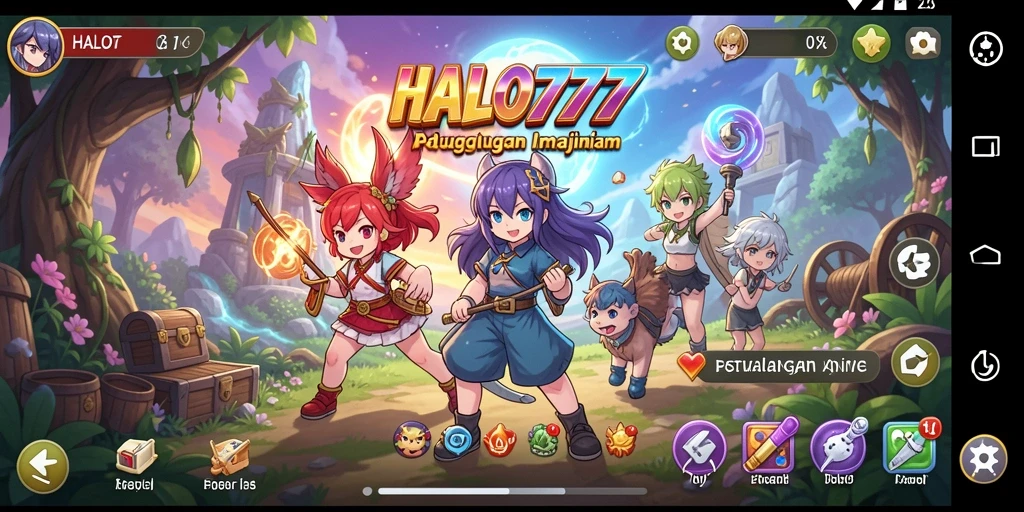 Tampilan screenshot HALO777 dengan aksi pertarungan karakter Anime.