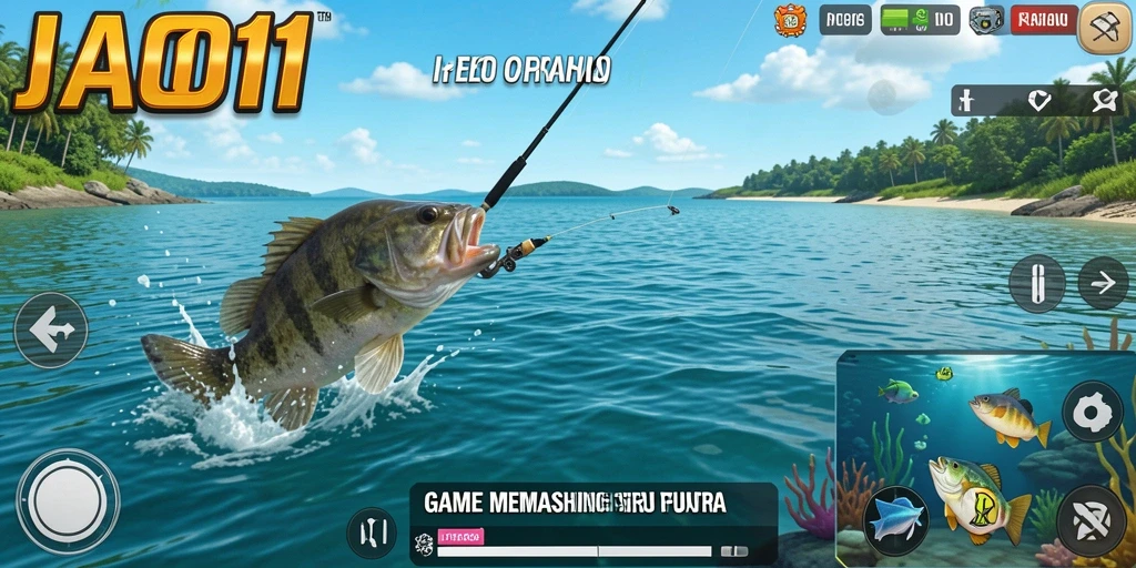 Tampilan menarik dari gameplay <strong>JAGO11</strong> saat memancing di berbagai lokasi.