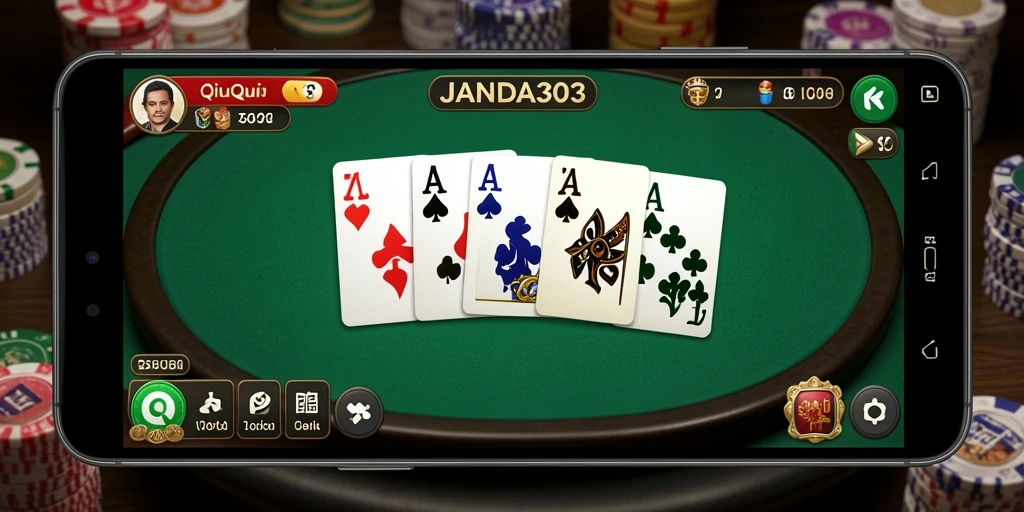 Tampilan gameplay seru dalam JANDA303 saat bermain QiuQiu.