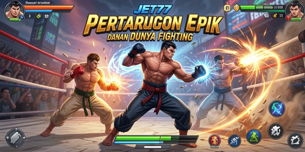 Tampilan gameplay JET77 dengan aksi pertarungan yang mendebarkan.