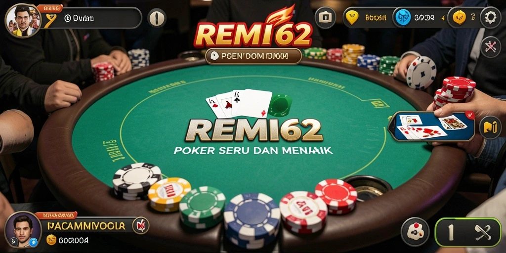 Screenshot gameplay REMI62 menampilkan pemain yang sedang berkompetisi di meja Poker.