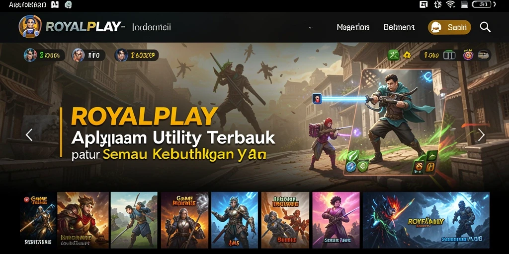 Tampilan utama ROYALPLAY yang menampilkan fitur utility.