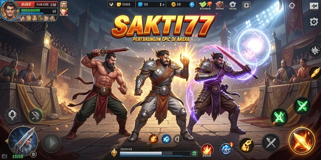 Screenshot gameplay SAKTI77 menunjukkan aksi pertarungan yang mendebarkan.
